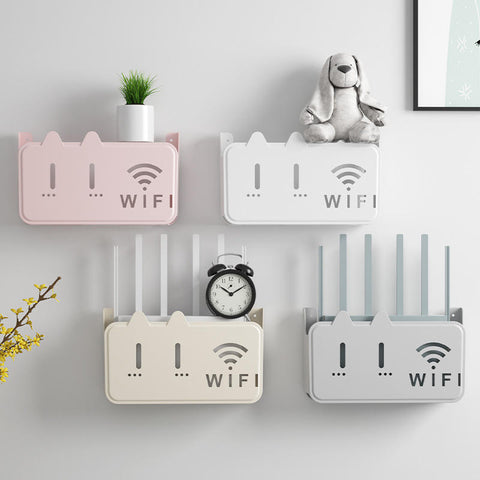 Wall-Mounted WiFi Router Shelf – Cable Organizer & Storage Rack
